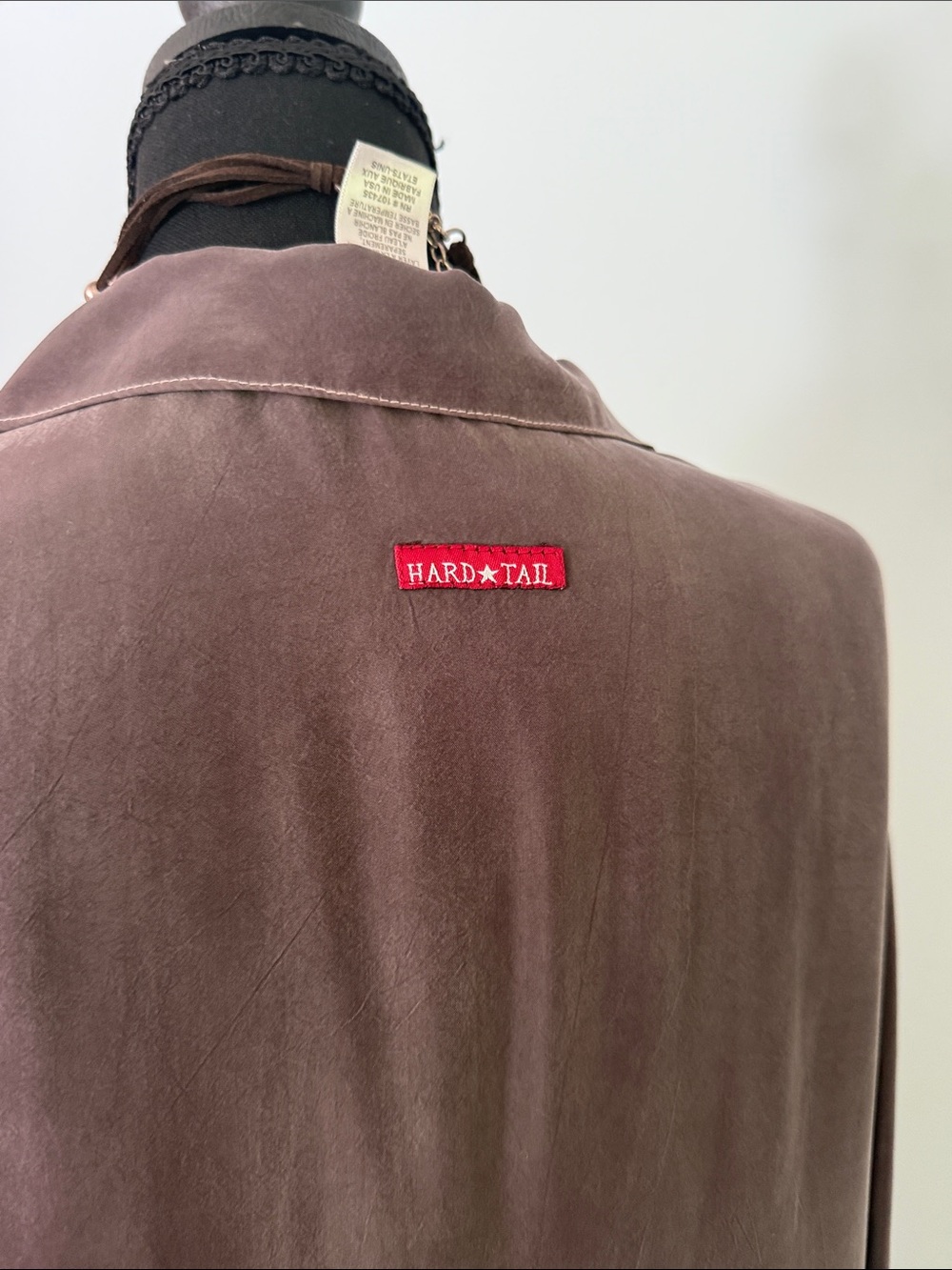 Hard Tail Long Sleeve Shirt Dress in Taupe, classy and slimming - Picture 3 of 3
